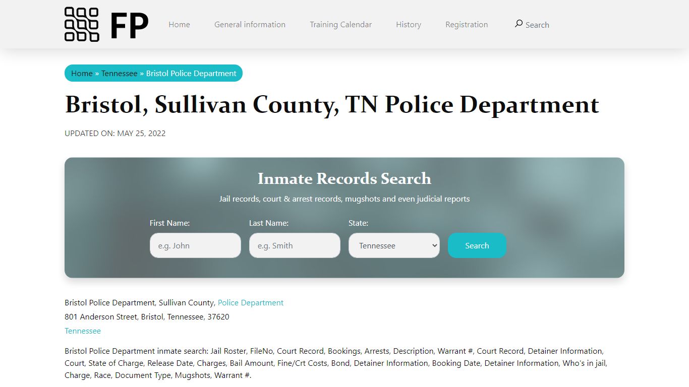 Bristol, TN Police - City Jail Inmates, Arrests